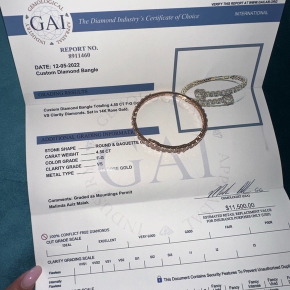 Custom Diamond Bangle Totaling 4.50 CT F-G Color - Picture 3 of 5